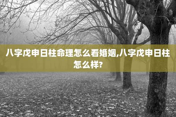 八字戊申日柱命理怎么看婚姻,八字戊申日柱怎么样?