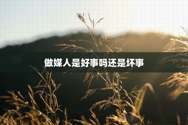 做媒人是好事吗还是坏事