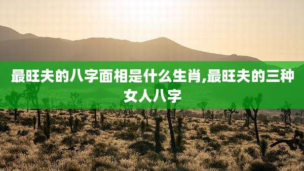最旺夫的八字面相是什么生肖,最旺夫的三种女人八字