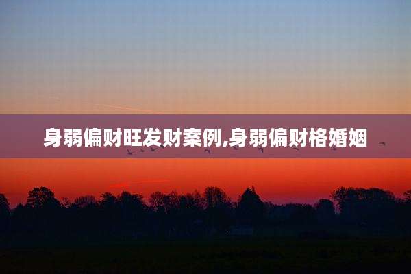 身弱偏财旺发财案例,身弱偏财格婚姻
