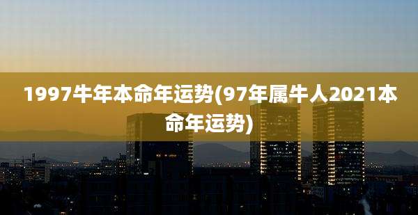 1997牛年本命年运势(97年属牛人2021本命年运势)