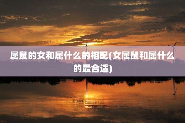 属鼠的女和属什么的相配(女属鼠和属什么的最合适)
