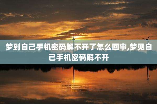 梦到自己手机密码解不开了怎么回事,梦见自己手机密码解不开