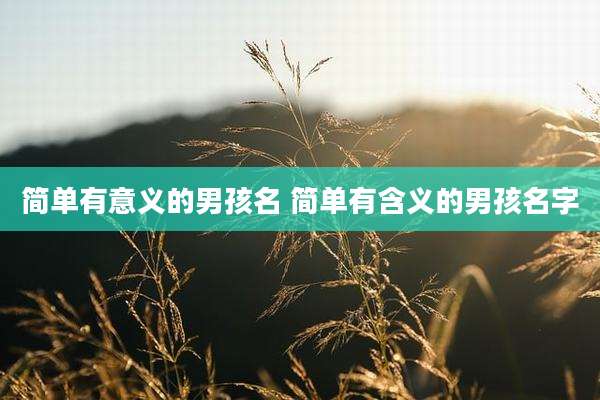 简单有意义的男孩名 简单有含义的男孩名字