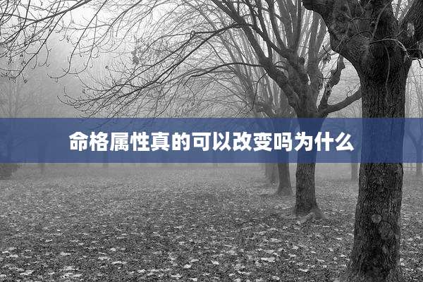 命格属性真的可以改变吗为什么