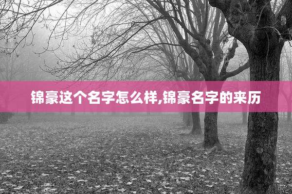 锦豪这个名字怎么样,锦豪名字的来历