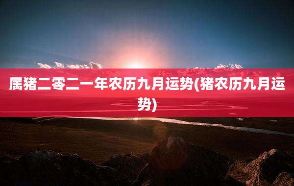 属猪二零二一年农历九月运势(猪农历九月运势)