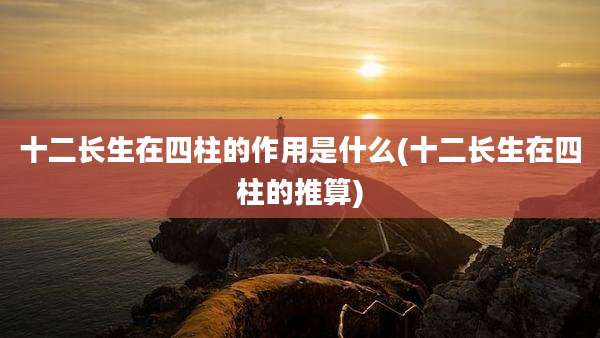 十二长生在四柱的作用是什么(十二长生在四柱的推算)