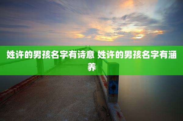姓许的男孩名字有诗意 姓许的男孩名字有涵养