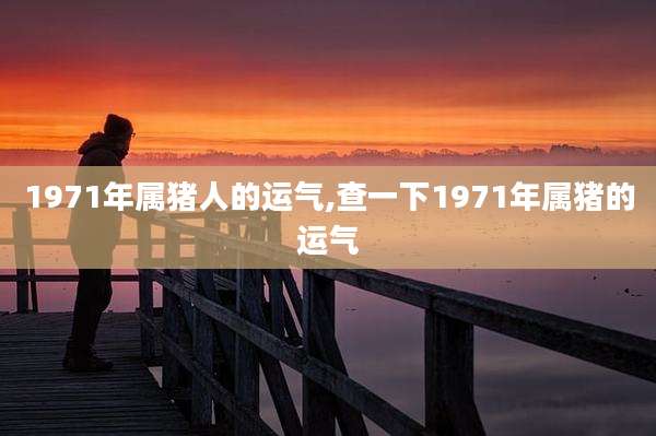 1971年属猪人的运气,查一下1971年属猪的运气