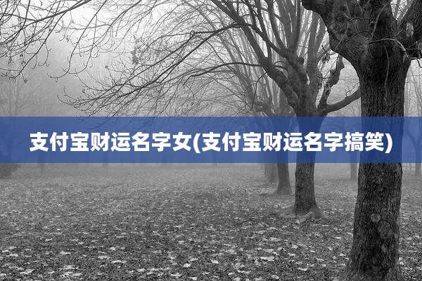 支付宝财运名字女(支付宝财运名字搞笑)