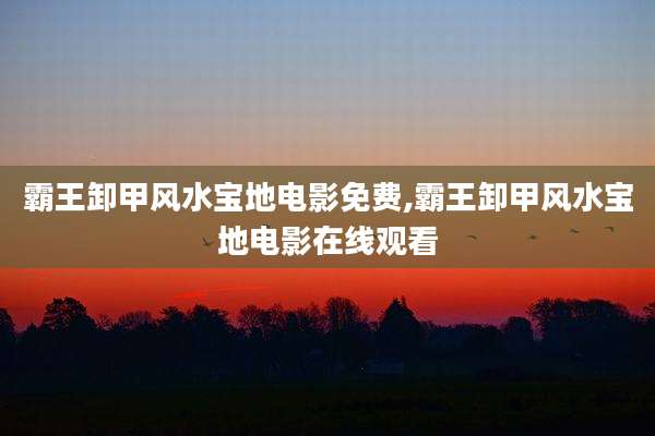霸王卸甲风水宝地电影免费,霸王卸甲风水宝地电影在线观看