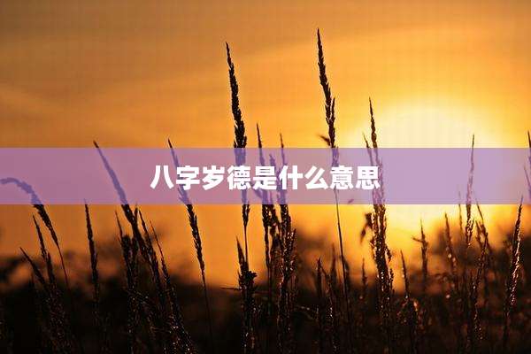 八字岁德是什么意思