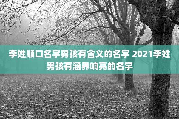 李姓顺口名字男孩有含义的名字 2021李姓男孩有涵养响亮的名字