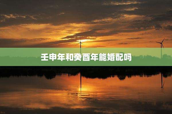 壬申年和癸酉年能婚配吗
