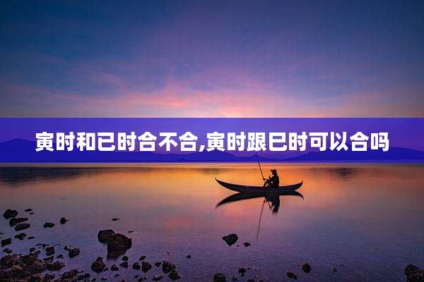 寅时和已时合不合,寅时跟巳时可以合吗