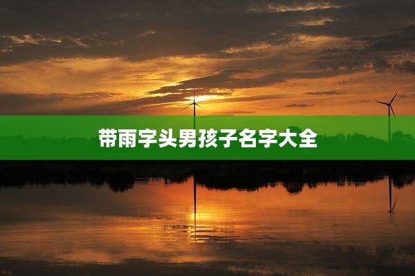 带雨字头男孩子名字大全