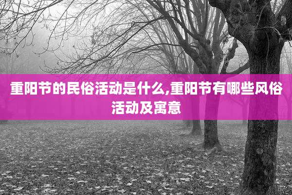 重阳节的民俗活动是什么,重阳节有哪些风俗活动及寓意
