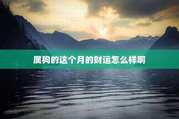 属狗的这个月的财运怎么样啊