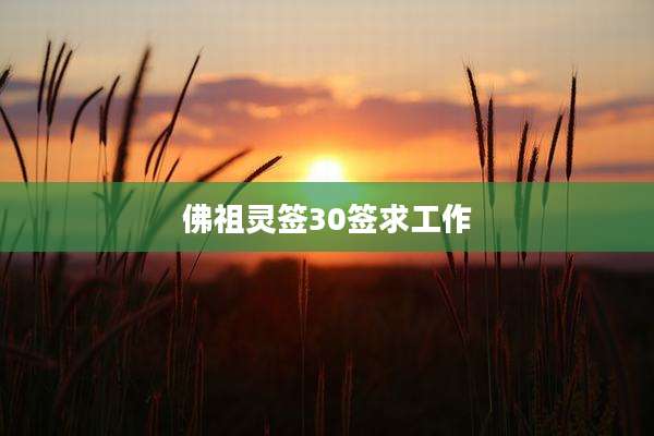 佛祖灵签30签求工作