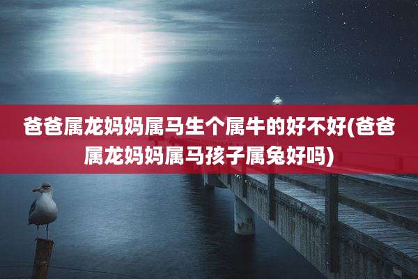 爸爸属龙妈妈属马生个属牛的好不好(爸爸属龙妈妈属马孩子属兔好吗)