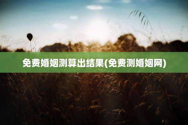 免费婚姻测算出结果(免费测婚姻网)