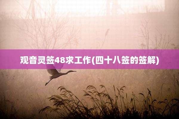 观音灵签48求工作(四十八签的签解)