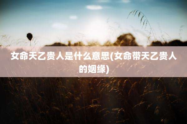 女命天乙贵人是什么意思(女命带天乙贵人的姻缘)