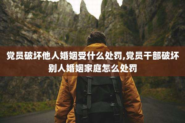 党员破坏他人婚姻受什么处罚,党员干部破坏别人婚姻家庭怎么处罚