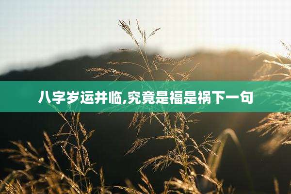 八字岁运并临,究竟是福是祸下一句