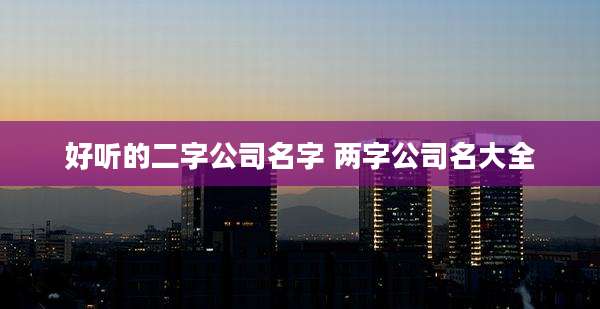 好听的二字公司名字 两字公司名大全