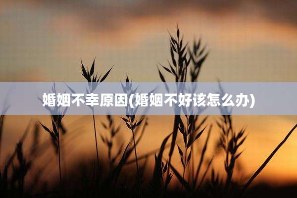 婚姻不幸原因(婚姻不好该怎么办)