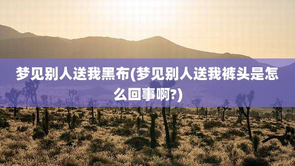 梦见别人送我黑布(梦见别人送我裤头是怎么回事啊?)