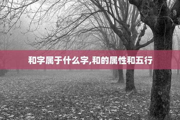 和字属于什么字,和的属性和五行