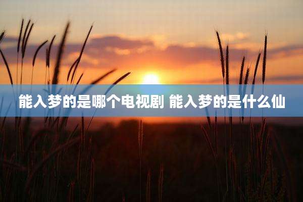 能入梦的是哪个电视剧 能入梦的是什么仙