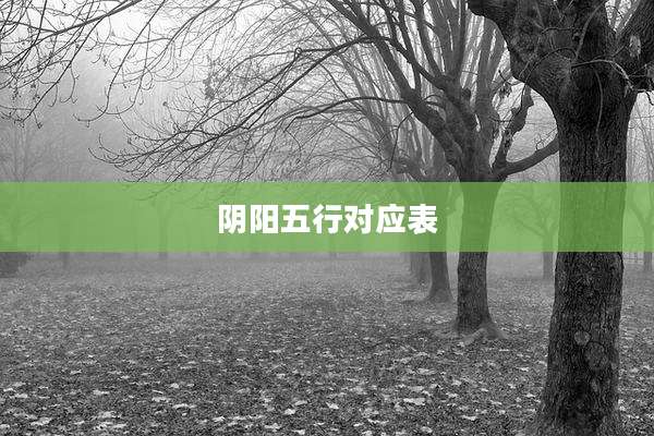 阴阳五行对应表