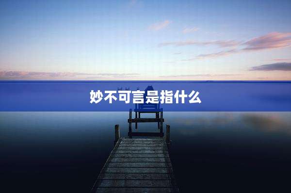 妙不可言是指什么