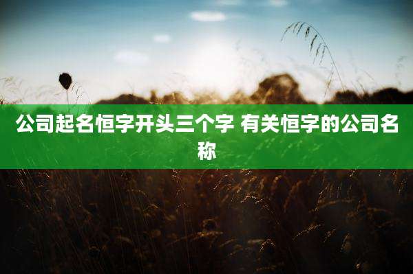 公司起名恒字开头三个字 有关恒字的公司名称