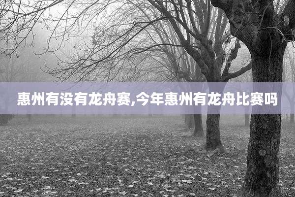 惠州有没有龙舟赛,今年惠州有龙舟比赛吗