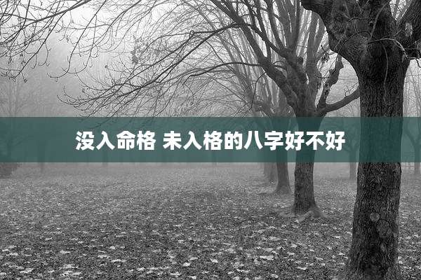 没入命格 未入格的八字好不好