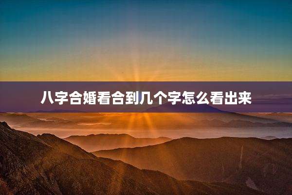 八字合婚看合到几个字怎么看出来
