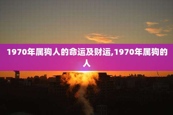 1970年属狗人的命运及财运,1970年属狗的人