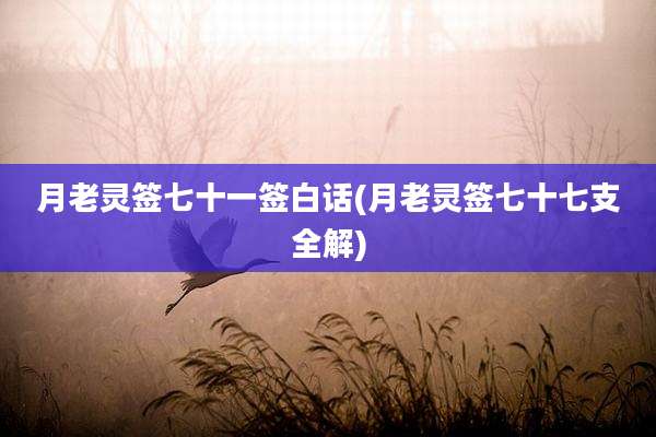 月老灵签七十一签白话(月老灵签七十七支全解)