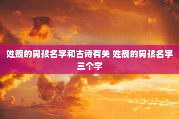 姓魏的男孩名字和古诗有关 姓魏的男孩名字三个字