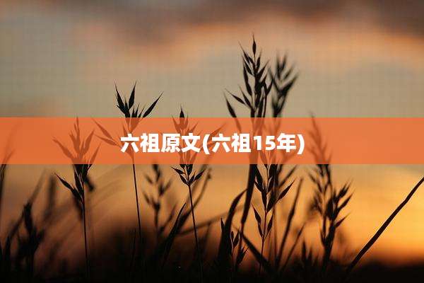 六祖原文(六祖15年)