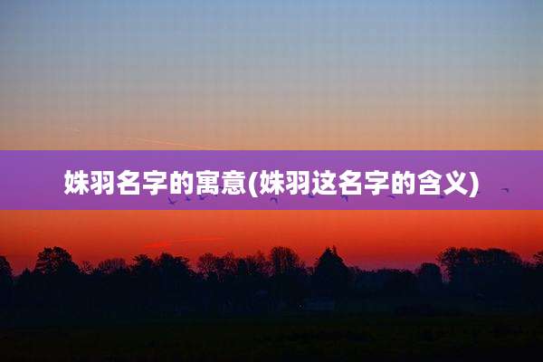 姝羽名字的寓意(姝羽这名字的含义)