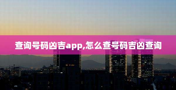 查询号码凶吉app,怎么查号码吉凶查询