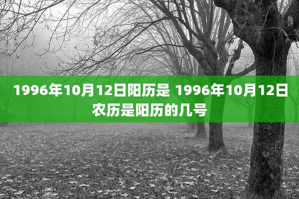 1996年10月12日阳历是 1996年10月12日农历是阳历的几号