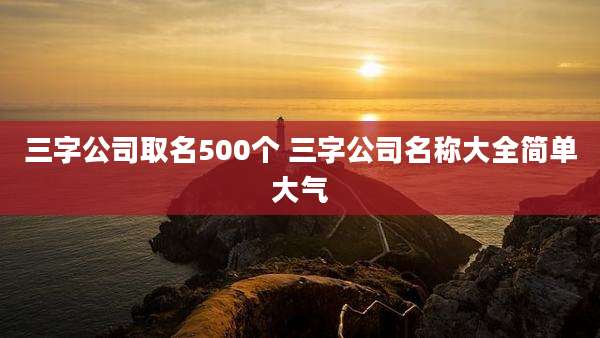 三字公司取名500个 三字公司名称大全简单大气