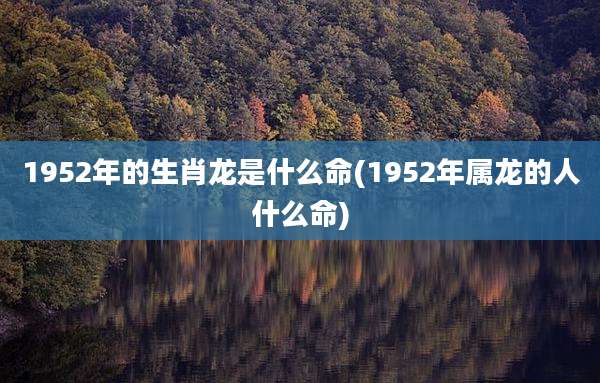 1952年的生肖龙是什么命(1952年属龙的人什么命)
